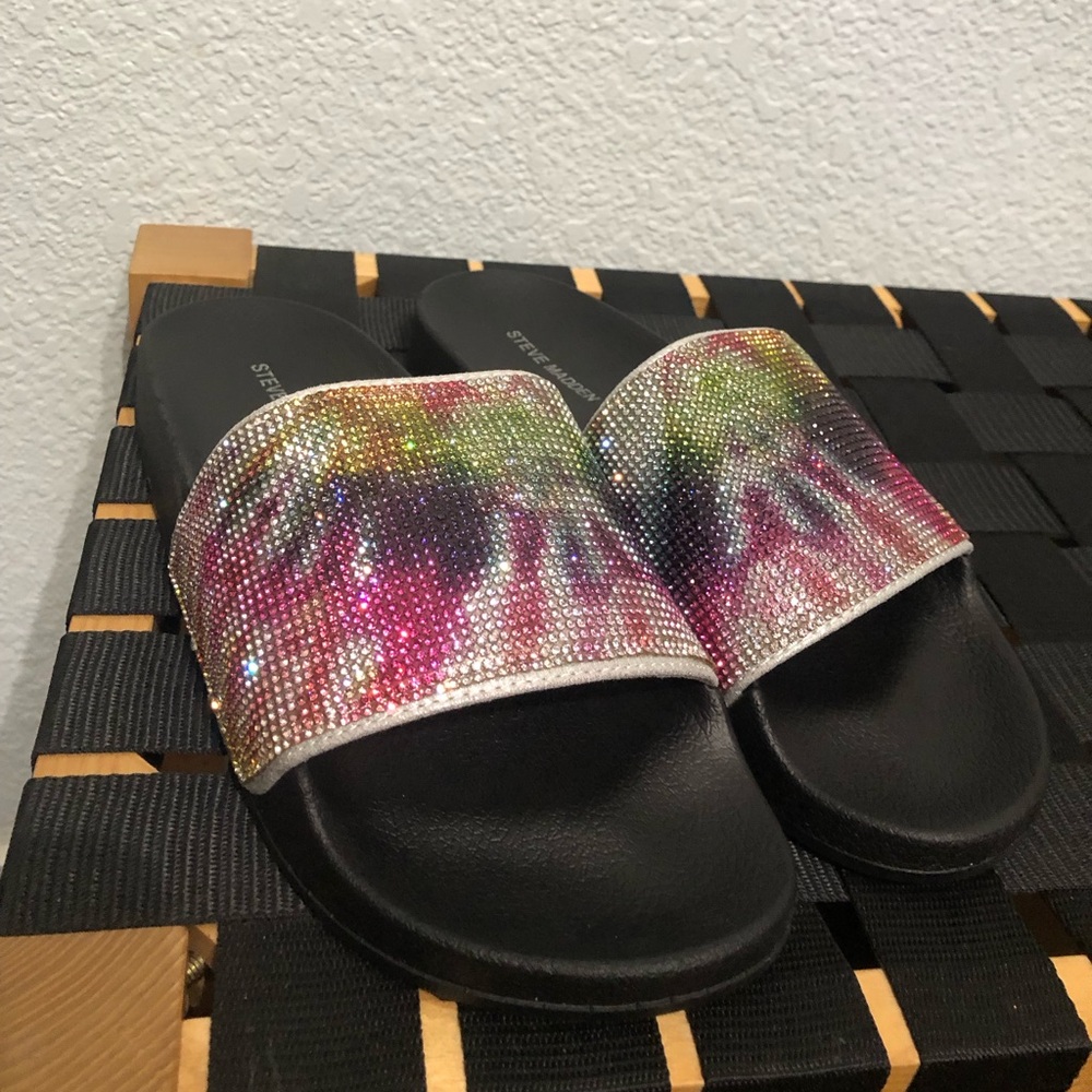 STEVE MADDEN Tie Dye Rhinestone Slides
